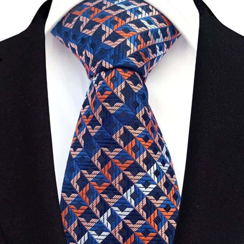 Men's Irregular Check Striped Necktie - image 1