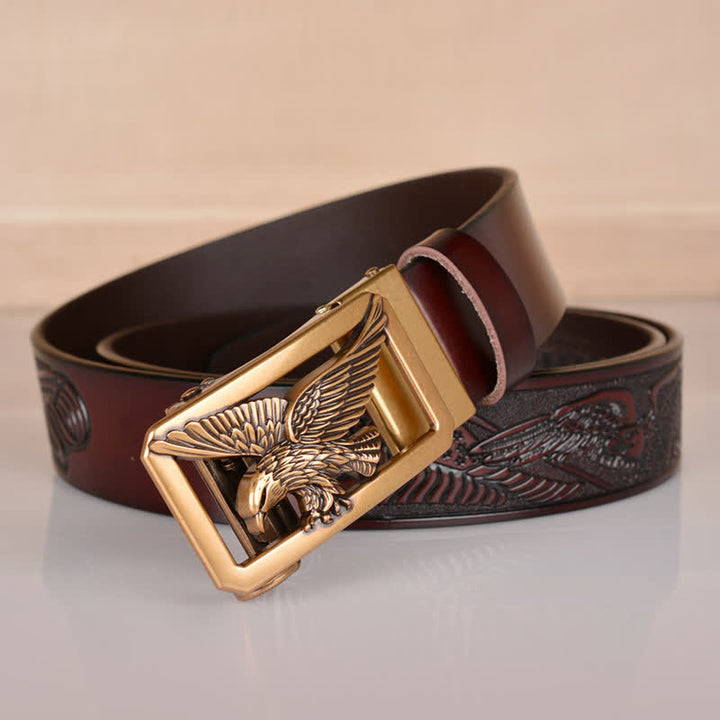 Men's Hollow Eagle Buckle Embossed Leather Belt - image 23