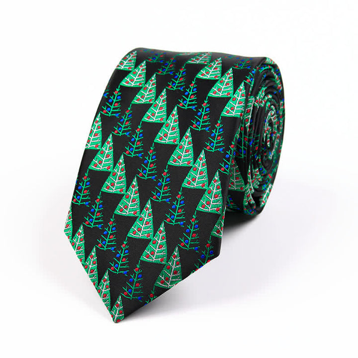 Men's Novelty Christmas Santa Vibe Element Necktie - Green Christmas Tree - image 7
