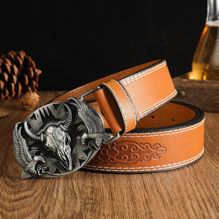Men's Vintage Bull & Dual Eagles Leather Belt - Style #11 - 42 - image 24