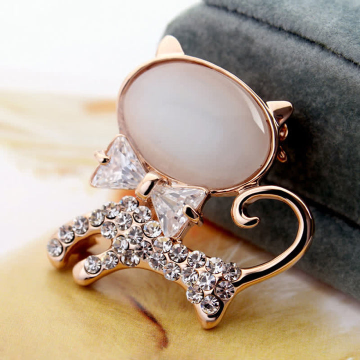 Women's Opal Kitty With Bowtie Brooch - image 4
