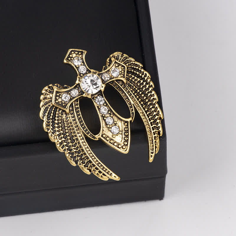 Men's Soar In Faith Wings Cross Brooch - image 3