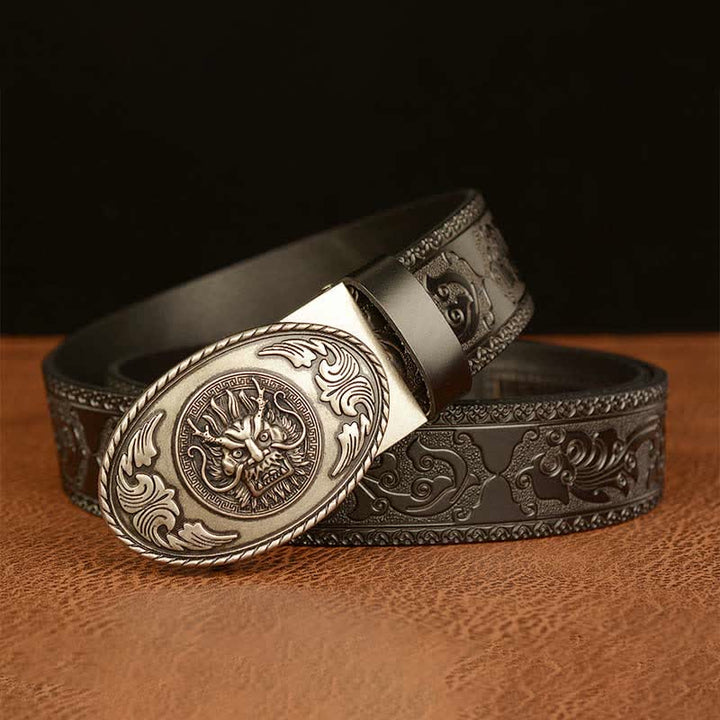 Men's Dragon Elliptical Buckle Leather Belt - image 17