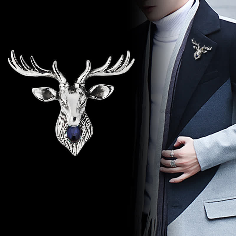 Men's Majestic Blue Gem Deer Brooch - image 0
