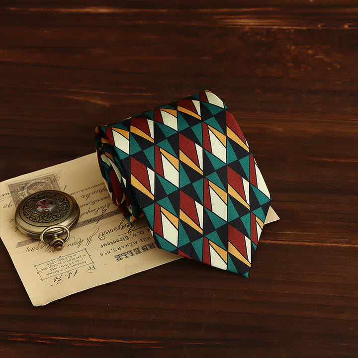 Men's Retro-Pop Geometric Motifs Necktie - Mosaics - image 2