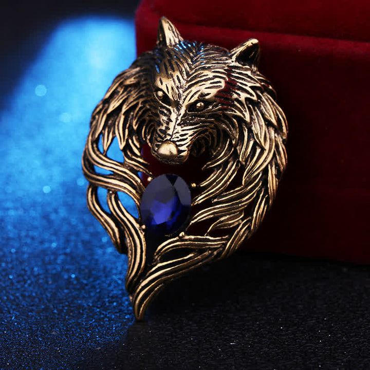 Men's Legend Wolf Head Brooch - Gold - image 4