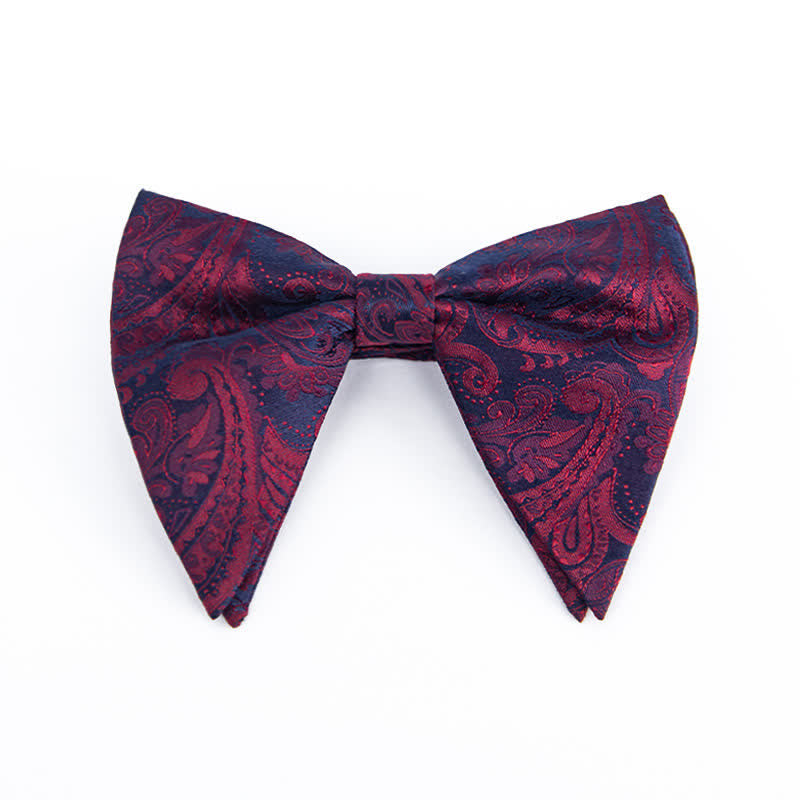Men's Colorful Paisley Oversized Pointed Bow Tie - Burgundy #1 - image 6