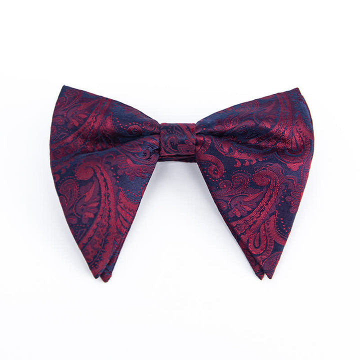 Men's Colorful Paisley Oversized Pointed Bow Tie - Burgundy #1 - image 6