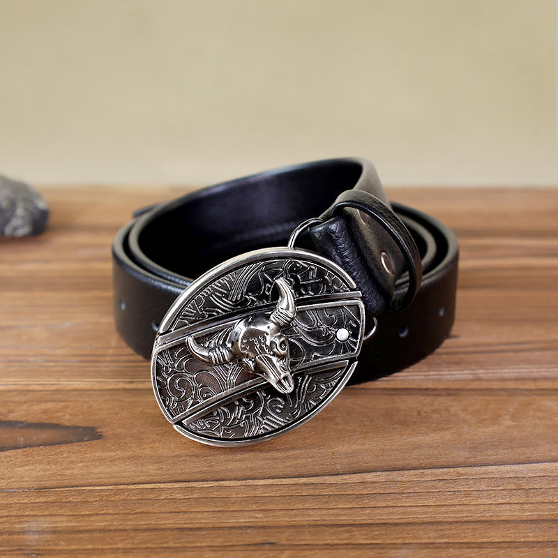Men's Bull Head Leather Belt With Folding Knife - image 7