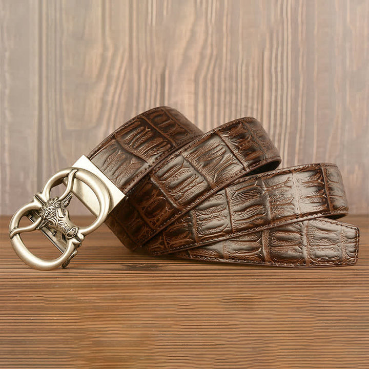 Men's Giant Ox Crocodile Pattern Leather Belt - image 15