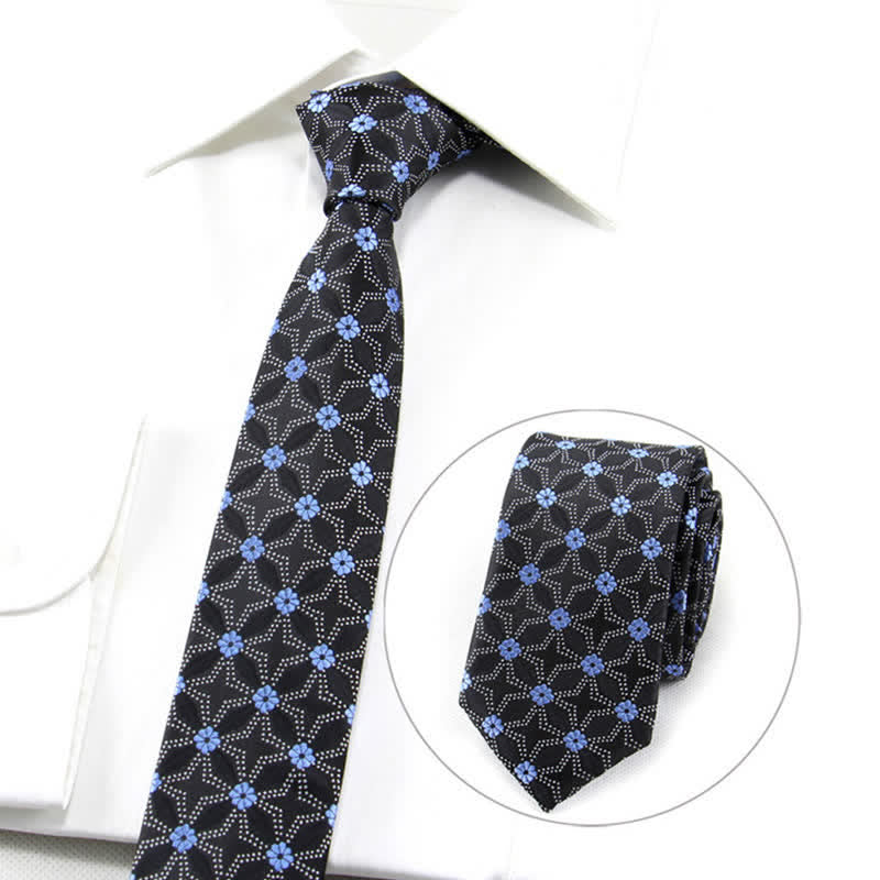 Men's Flower Embroidered Geometric Necktie - image 3