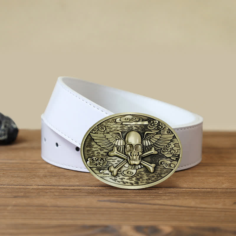 Men's DIY Skull Angel Creative Beer Holder Buckle Leather Belt - Bronze - White PU Belt (40) - image 13