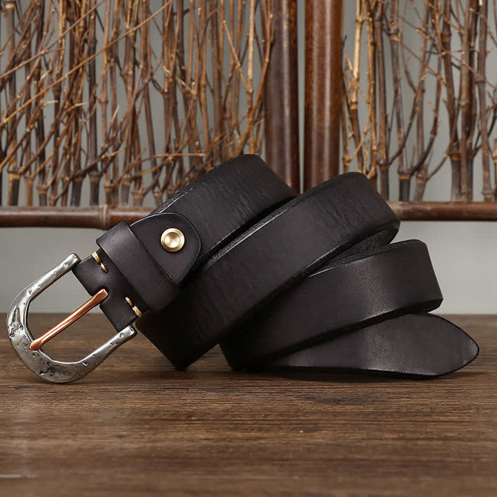 Men's Classic Vintage Carved Buckle Leather Belt - image 4