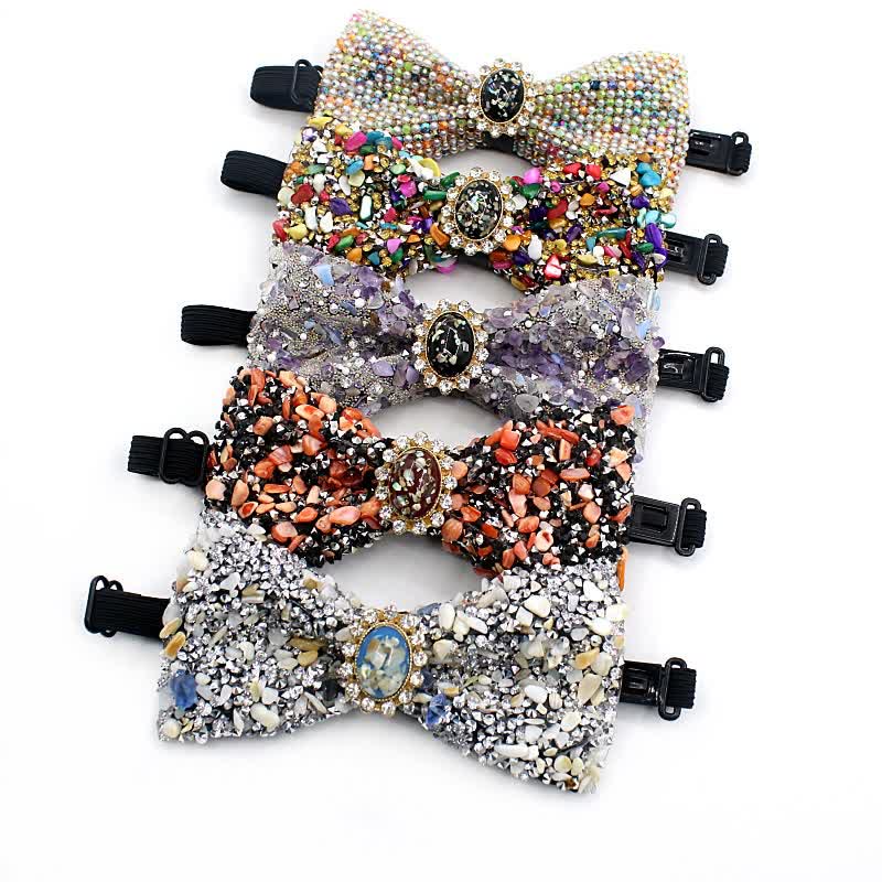 Men's Natural Stone Colored Beads Bow Tie - image 2
