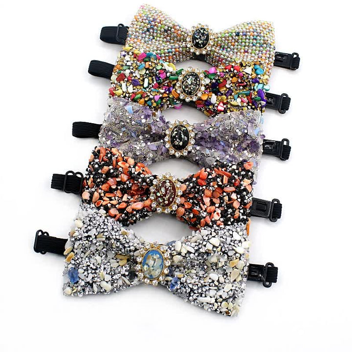 Men's Natural Stone Colored Beads Bow Tie - image 2