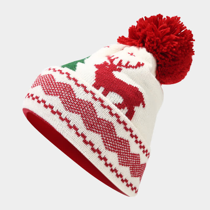 3Pcs Women's Reindeer Tree Jacquard Hat Scarf Gloves Set - image 11
