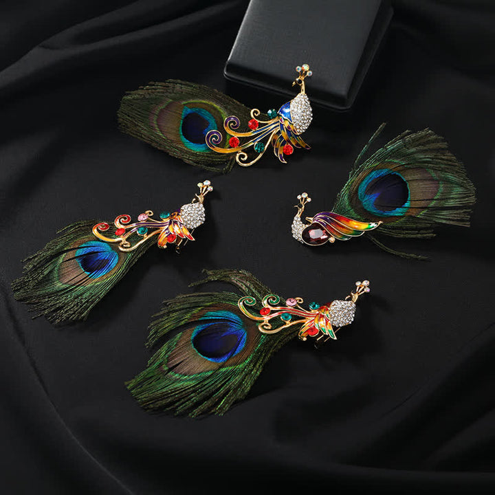 Women's Ethnic Colorful Peacock Feather Brooch - image 2