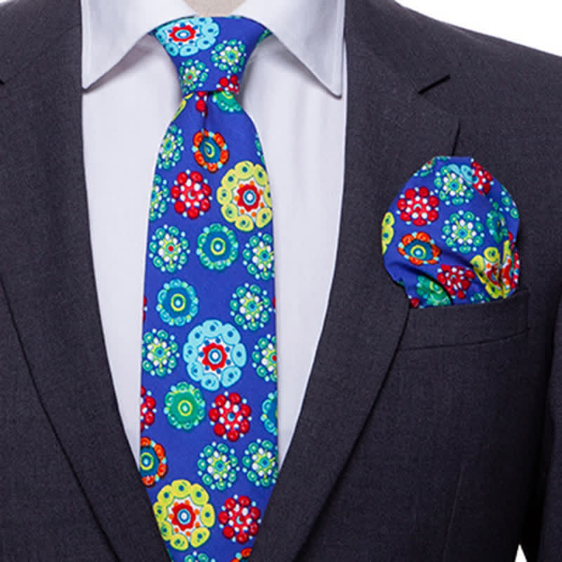 2Pcs Men's Bohemian Style Floral Necktie Set - image 3
