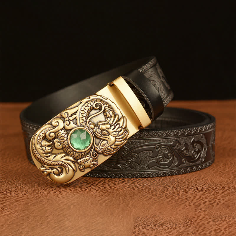 Men's Engraved Dragon Gemstone Leather Belt - image 18
