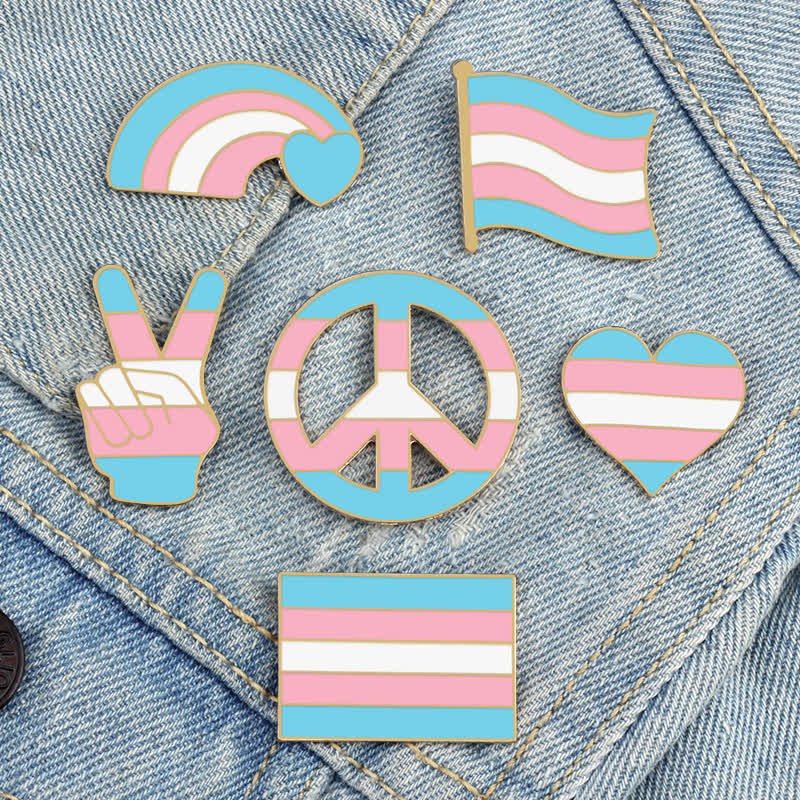 6Pcs Pride Day Pink & Blue Rainbow Flag Brooch - image 3