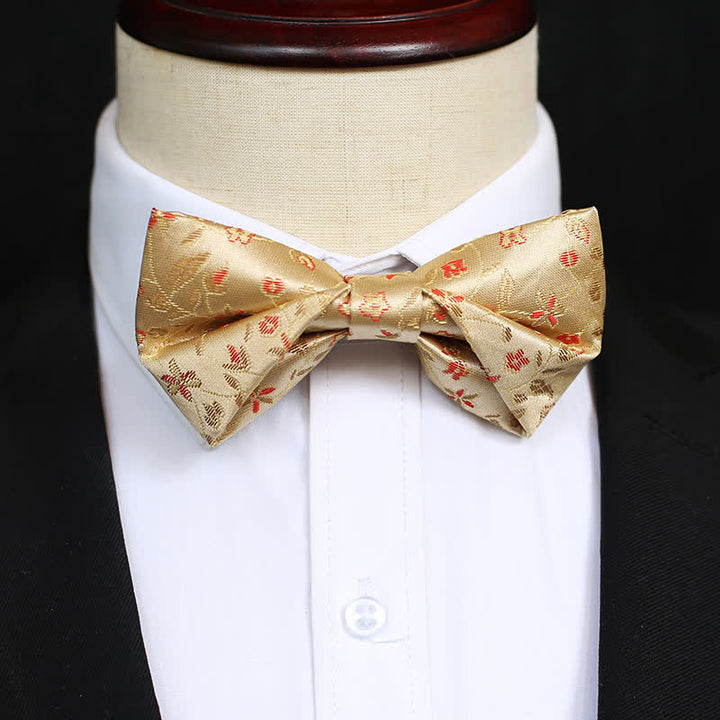 Men's lustrous Yellow & Red Flowers Bow Tie - image 5