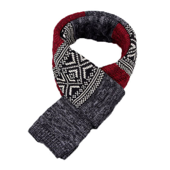Men's Argyle Knitted Stitching Color Block Scarf - image 2