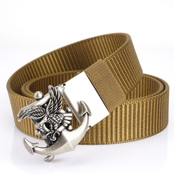 Men's Eagle Anchor Nylon Belt - Khaki / Silver - 48" - image 18