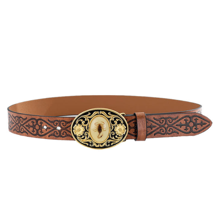 Men's Glowing In The Dark Scorpion Buckle Leather Belt - image 4
