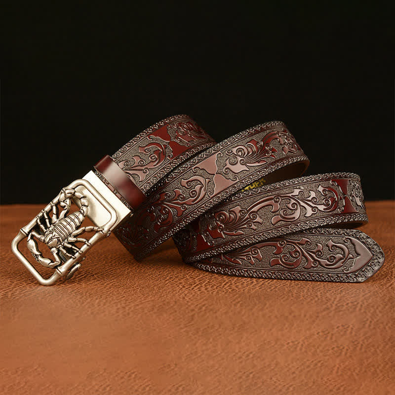Men's Scorpion Embossed Engraved Leather Belt - image 18