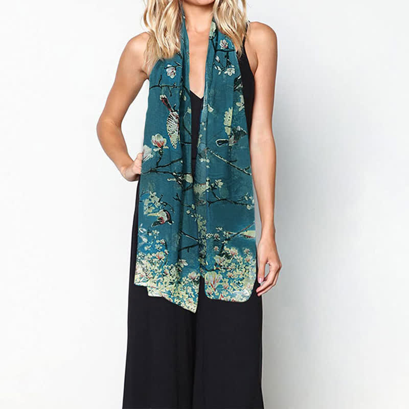 Women's Lightweight Blooming Floral Birds Scarf - image 1