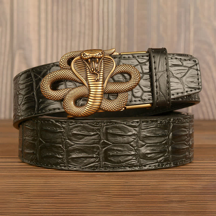 Men's Curled Cobra Alligator Pattern Leather Belt - image 2