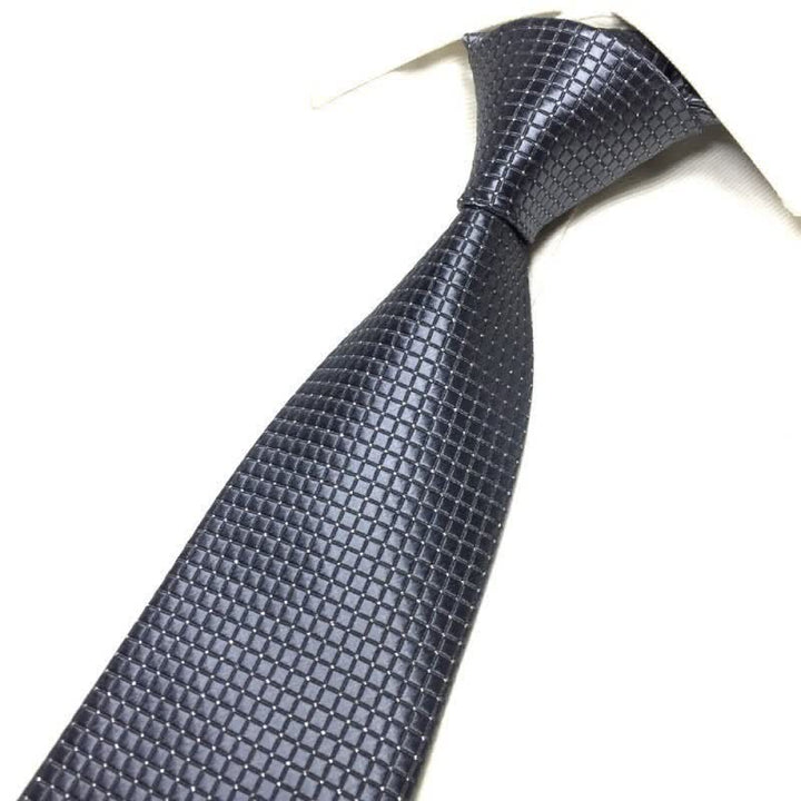 Men's Solid Color Subtle Checked Office Necktie - image 3