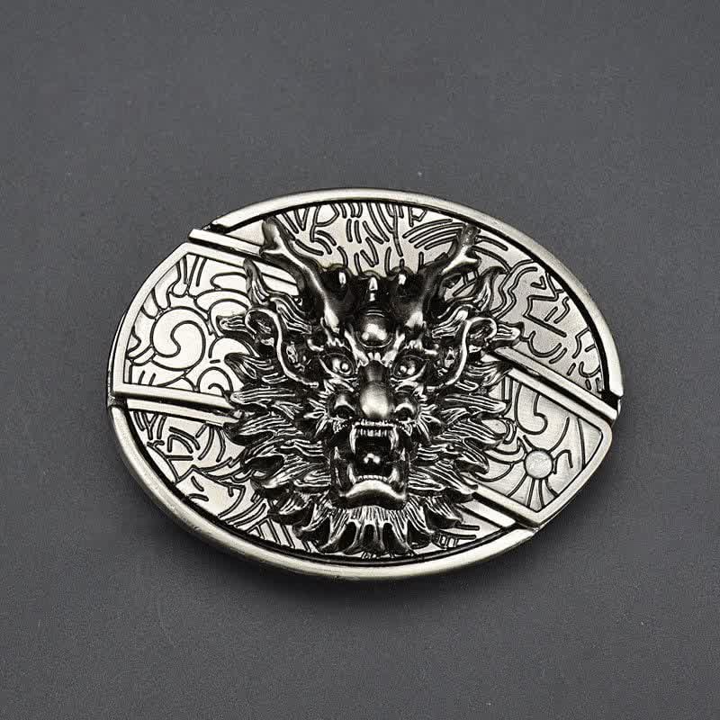 Men's Dragon Head Leather Belt With Folding Knife - image 1