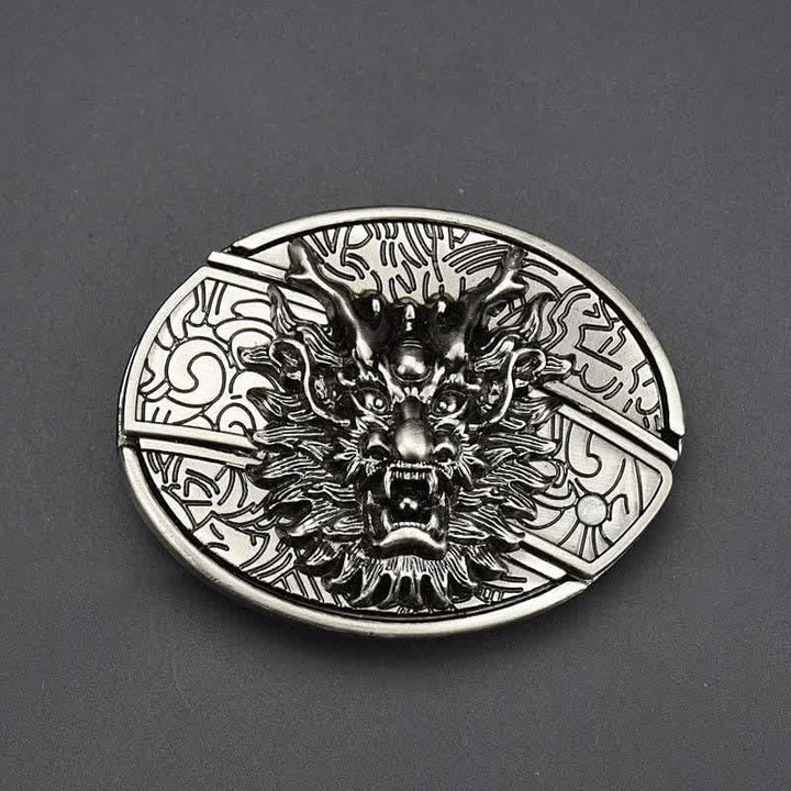 Men's Dragon Head Leather Belt With Folding Knife - image 1
