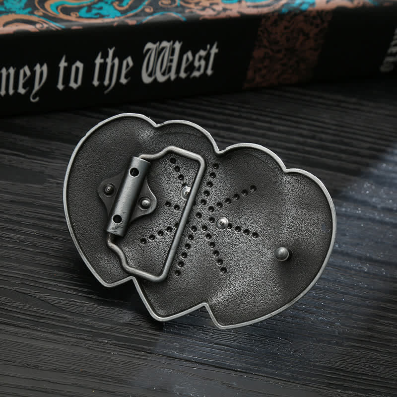 Men's DIY Horse Triple Heart Shaped Buckle Leather Belt - image 1