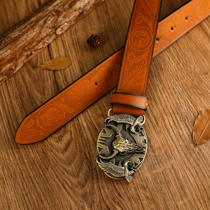 Men's Vintage Bull & Dual Eagles Leather Belt - image 7