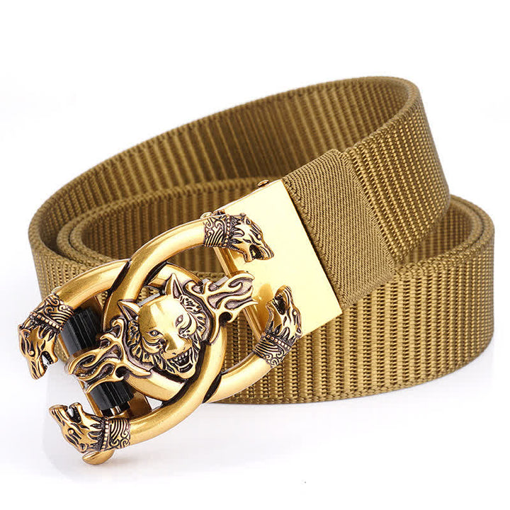 Men's Fierce Wolves In Flame Nylon Belt - Khaki / Gold - 48" - image 10