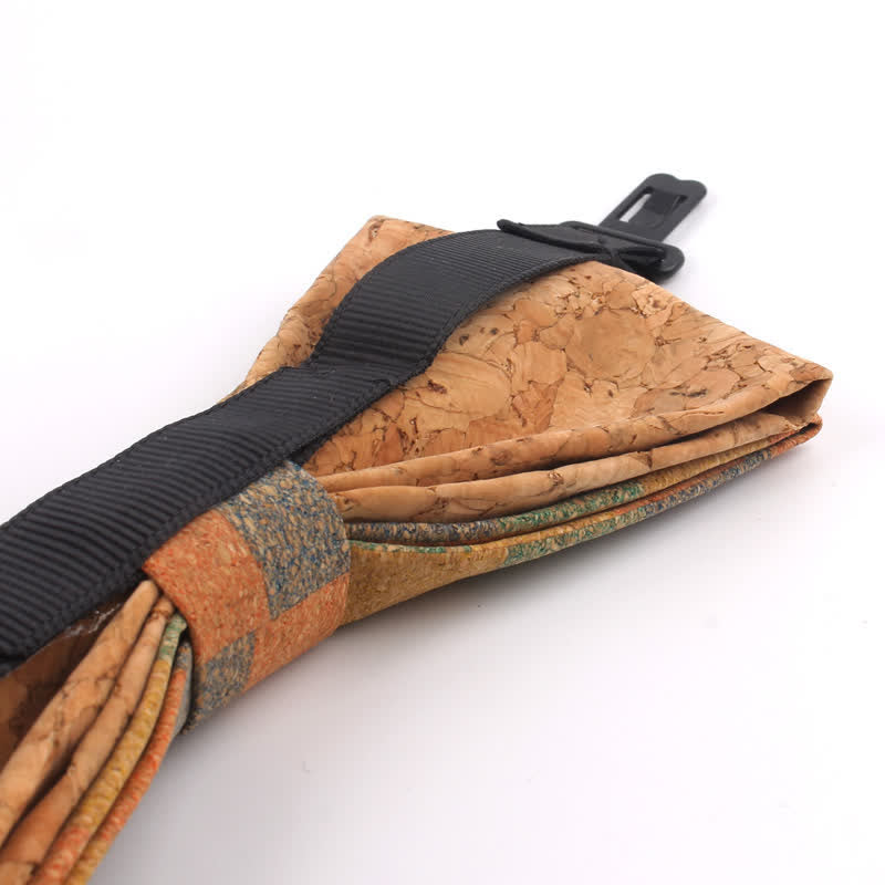 Men's Wood Grain Geometric Print Multi-Color Bow Tie - image 7