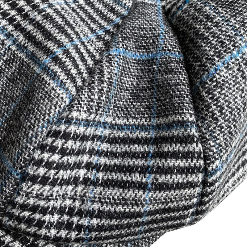Newsboy Gray & Blue Plaid Octagon Beret Cap - image 8