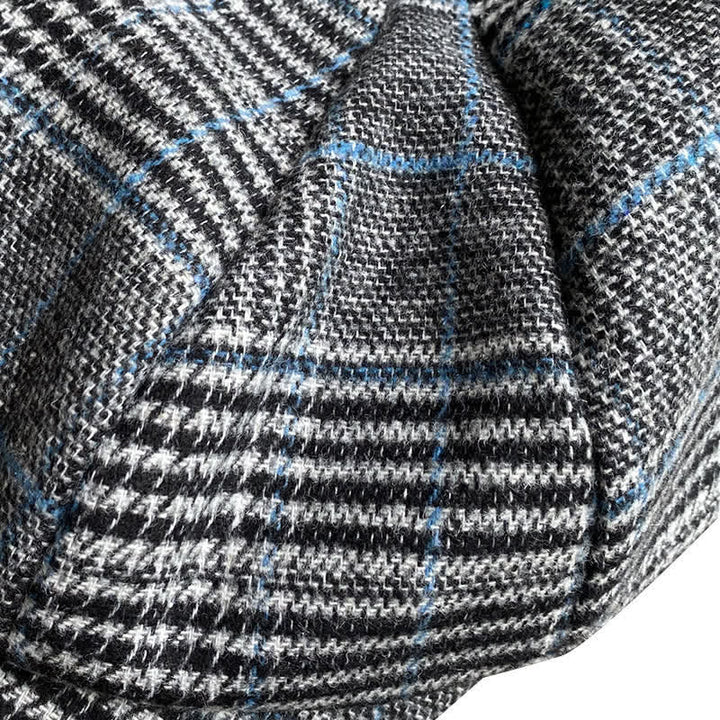 Newsboy Gray & Blue Plaid Octagon Beret Cap - image 8
