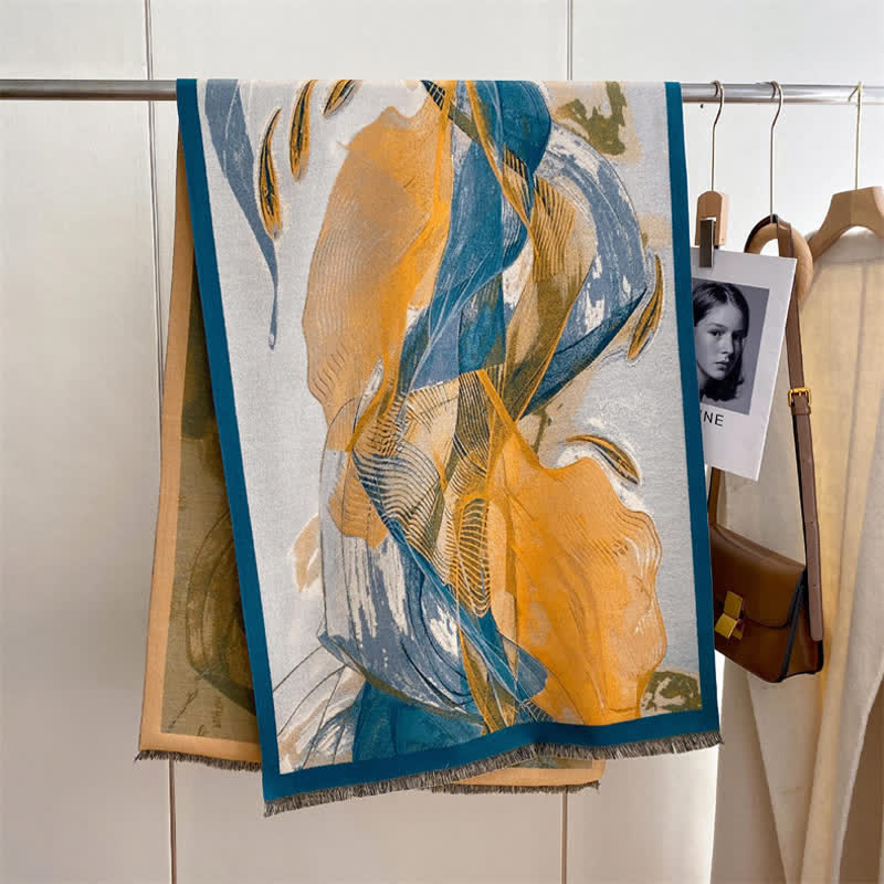 Women's Magnificent Scene Oil Painting Thickened Scarf - Green Mixed with Yellow - image 22