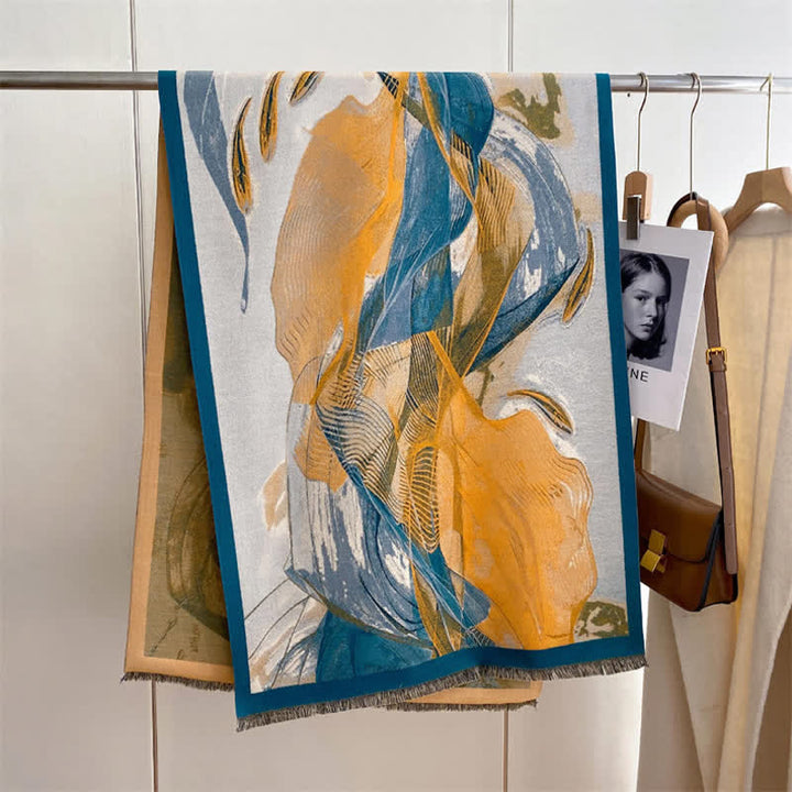 Women's Magnificent Scene Oil Painting Thickened Scarf - Green Mixed with Yellow - image 22
