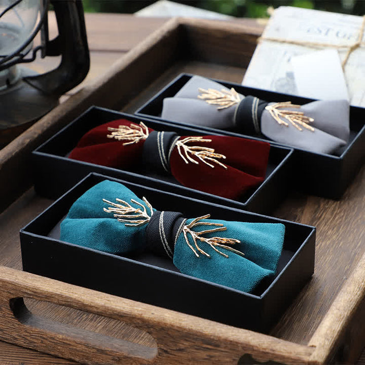 Men's Aristocratic Gold Branch Velvet Bow Tie