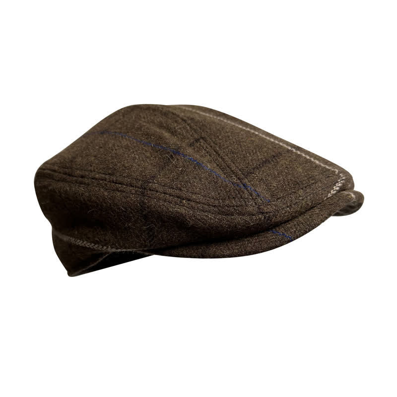 Vintage Coffee Blue White Strips Beret Cap - image 5