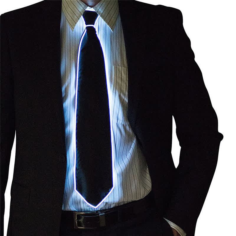 Funny Neon LED Colorful Glowing Necktie - White - image 6