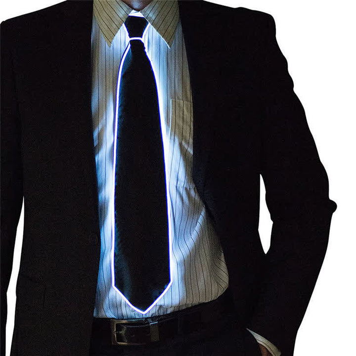 Funny Neon LED Colorful Glowing Necktie - White - image 6