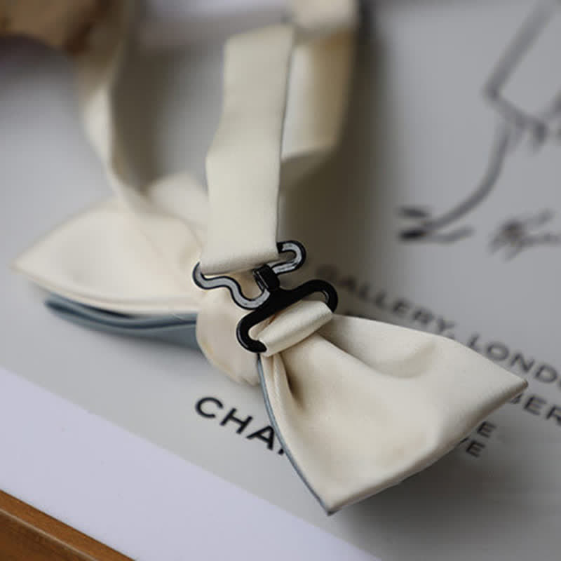 Men's Macaron Color & White Double-layer Bow Tie - image 6