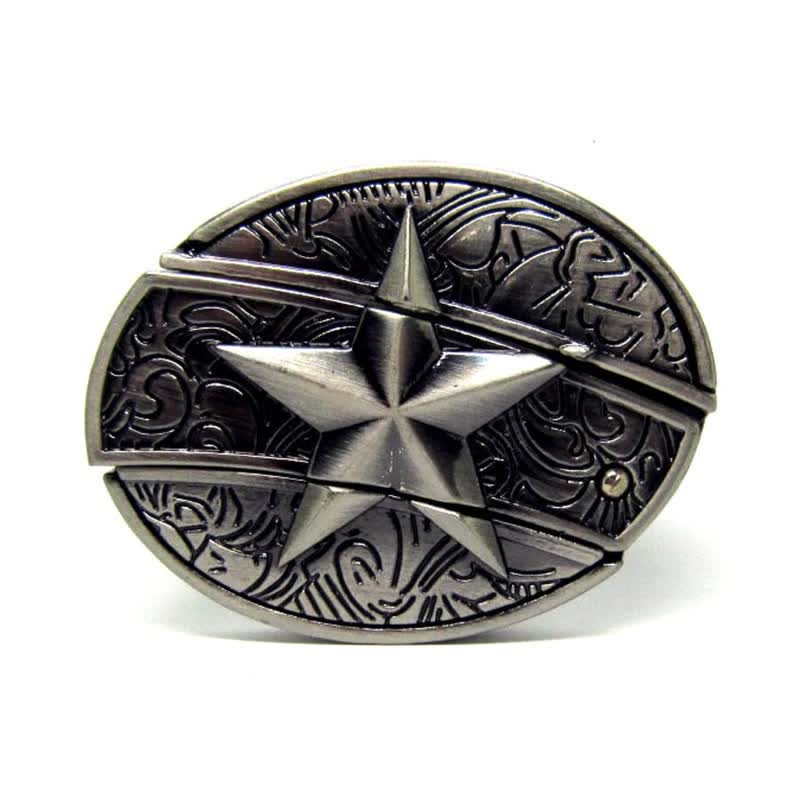 Men's Alone Pentagram Leather Belt With Folding Knife - image 4