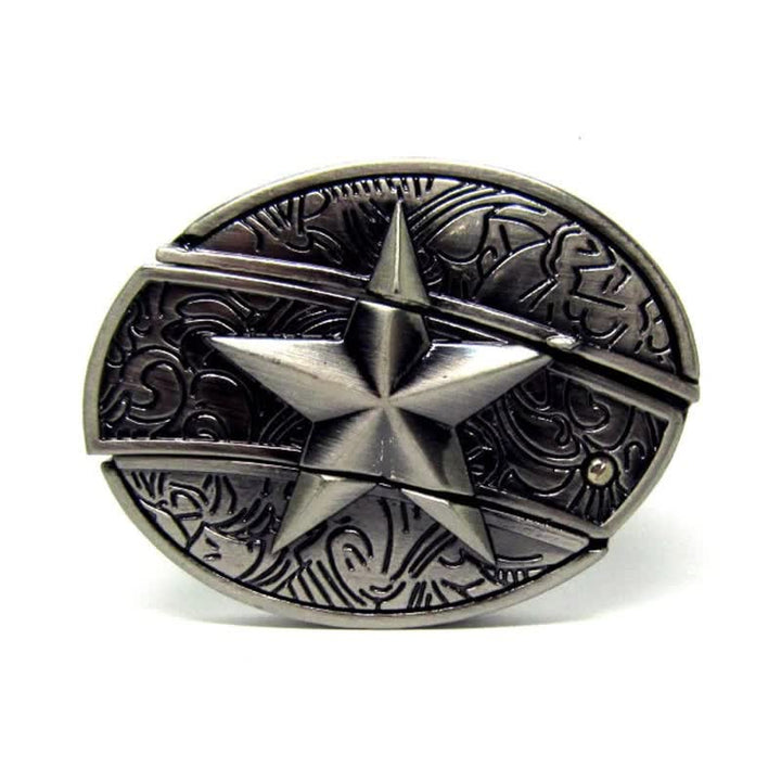 Men's Alone Pentagram Leather Belt With Folding Knife - image 4