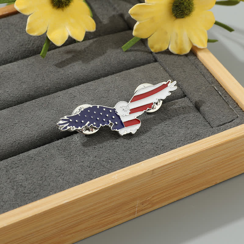 Men's Enamel American Flag Vulture Brooch - image 1